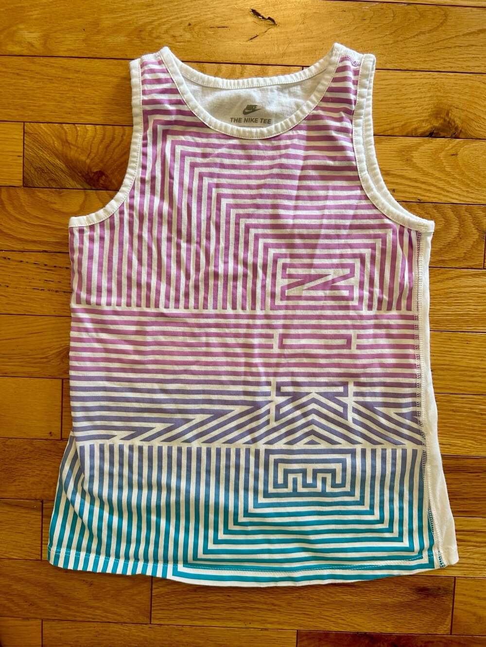 Nike The Nike Tee Tank Top Size S Purple Pink Blue Stripe Athletic